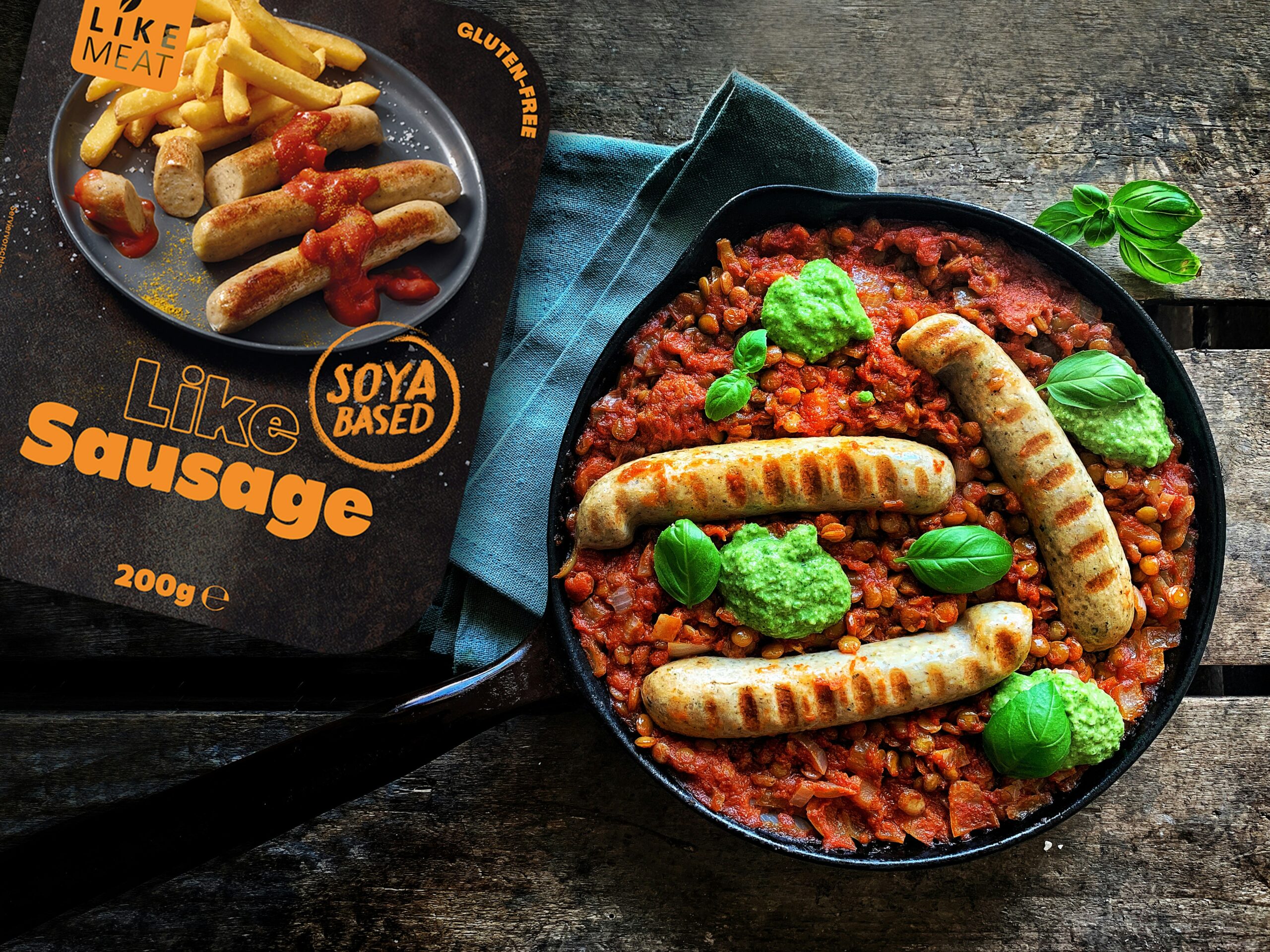 vegan soy based sausages